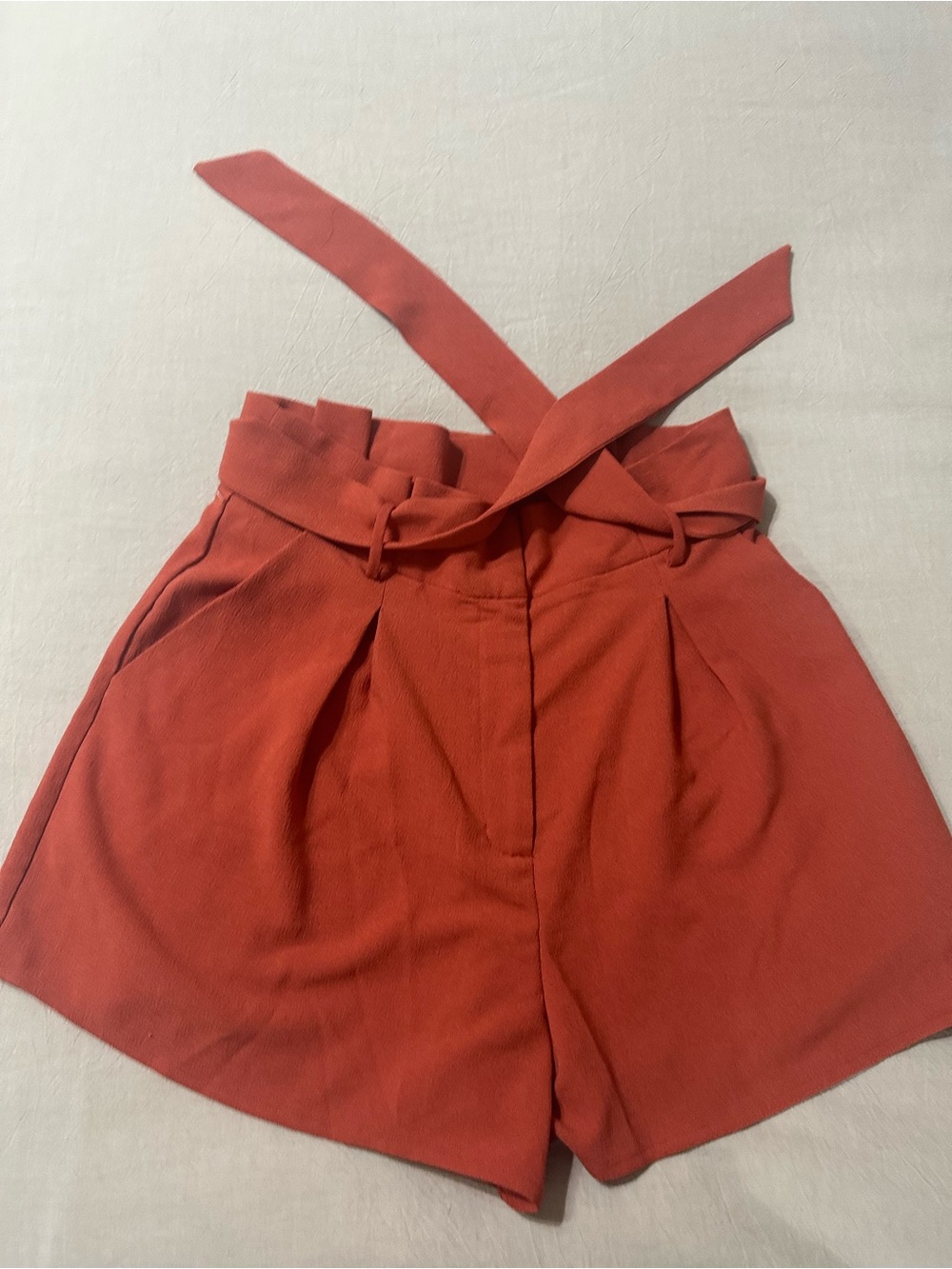 free press High-Waist Paperbag Shorts in Rust